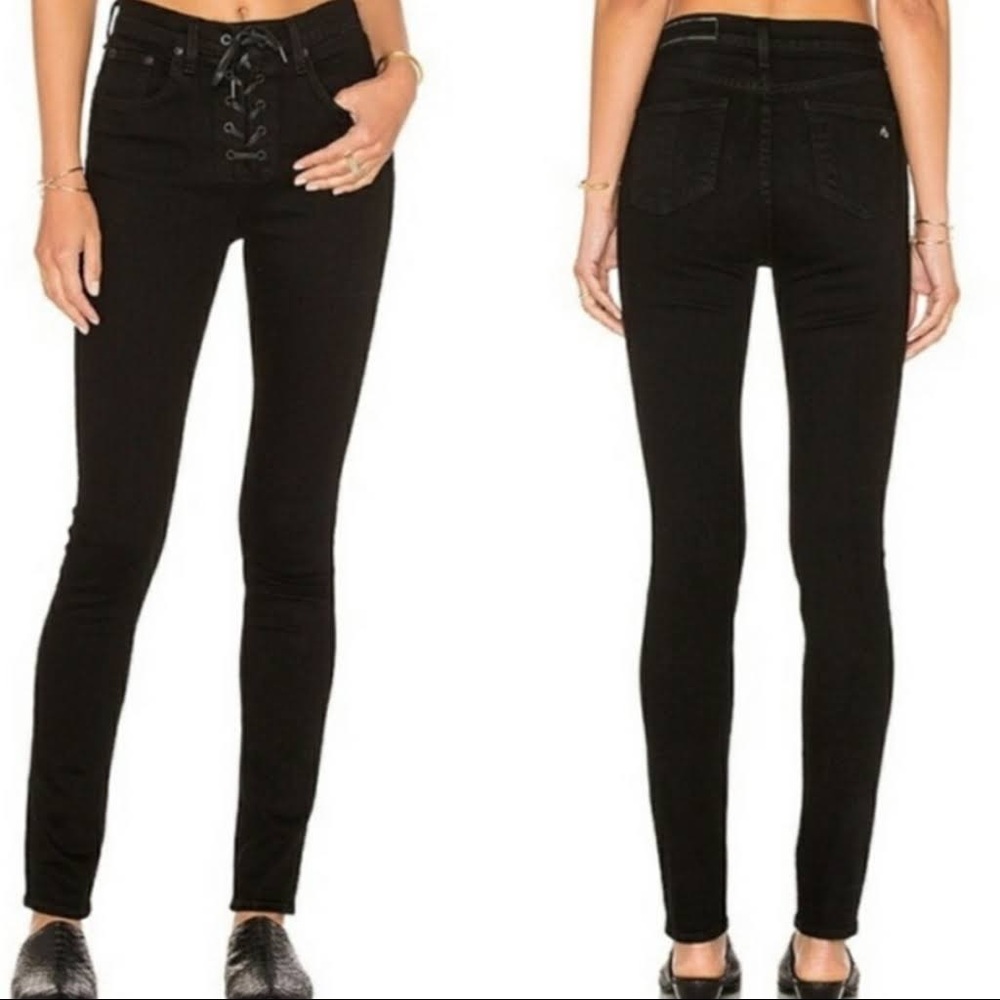 Rag and Bone lace up black jeans